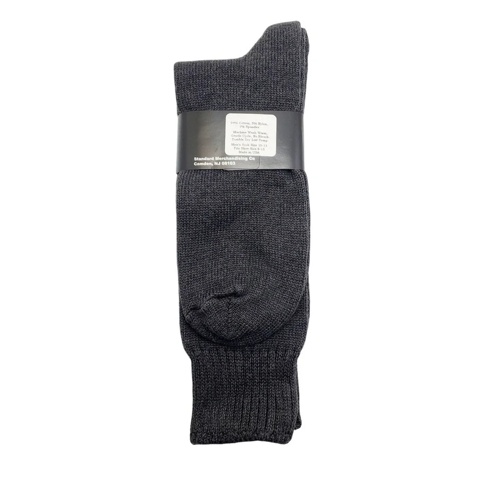 94% Cotton‎ Crew Socks Gray Mens Soft Casual Dress Over Calf Grey Size 10-13 NEW
